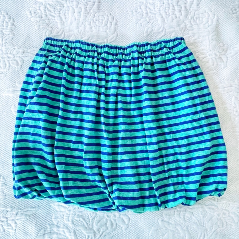 CrewCuts Girl’s Striped Bubble Skirt Purple Teal Size 12 J.Crew POCKETS